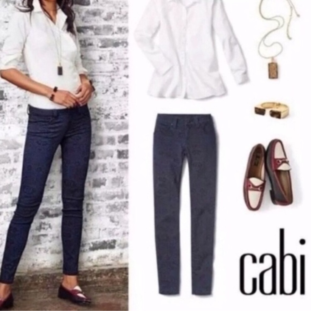 Cabi Lace Print‎ Skinny Jeans Style# 3195 Size 0